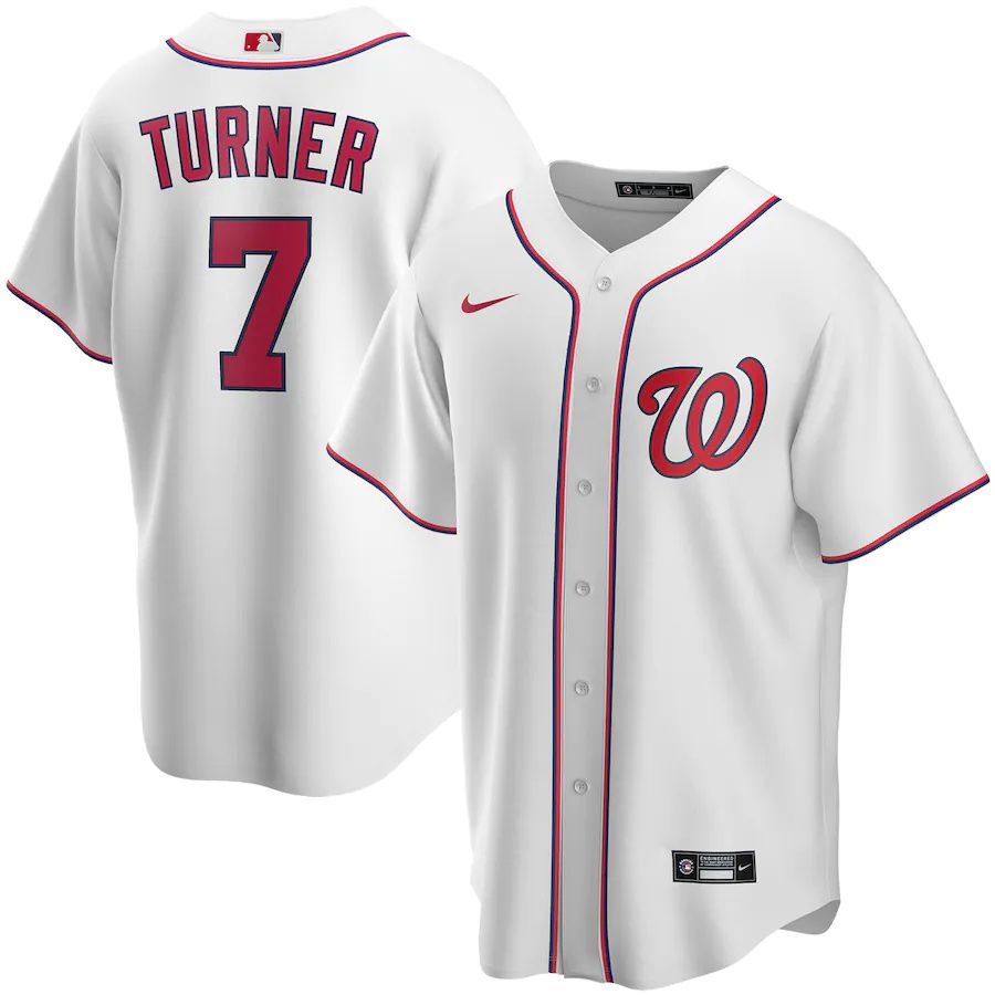 Mens Washington Nationals 7 Trea Turner Nike White Home Replica Player Name MLB Jerseys